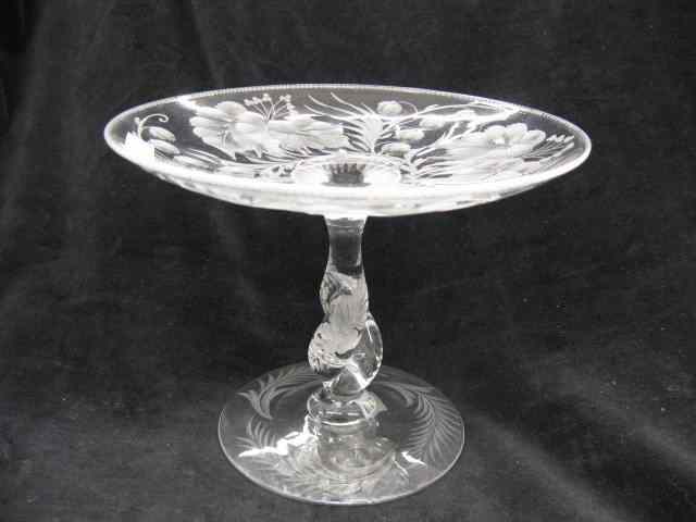 Appraisal: Libbey Cut Glass Compote or Tazza fine intaglio floral ''