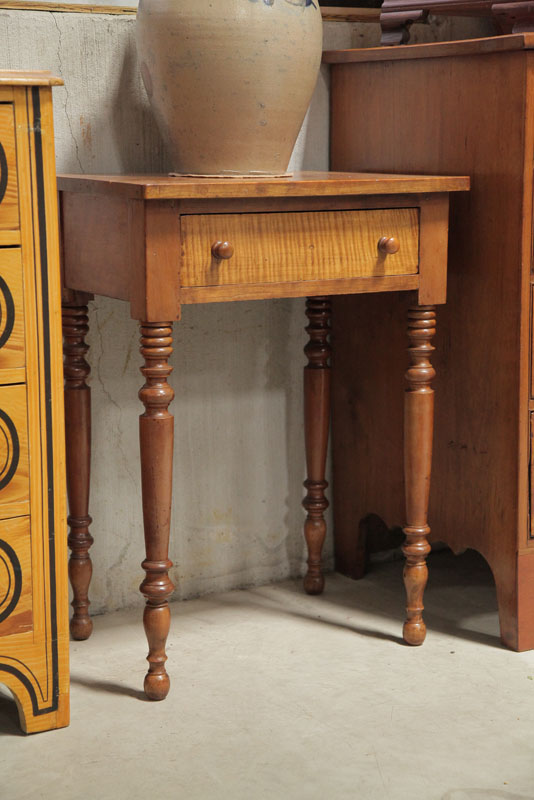 Appraisal: ONE DRAWER STAND Walnut with a curly maple drawer front