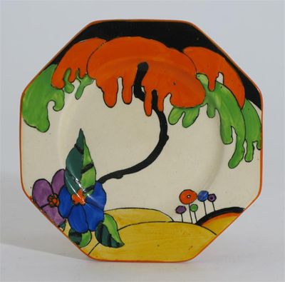 Appraisal: Woodland' a Clarice Cliff octagonal side plate printed and painted