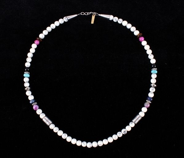 Appraisal: Navajo T Singer Multi Stone White Buffalo Necklace For your