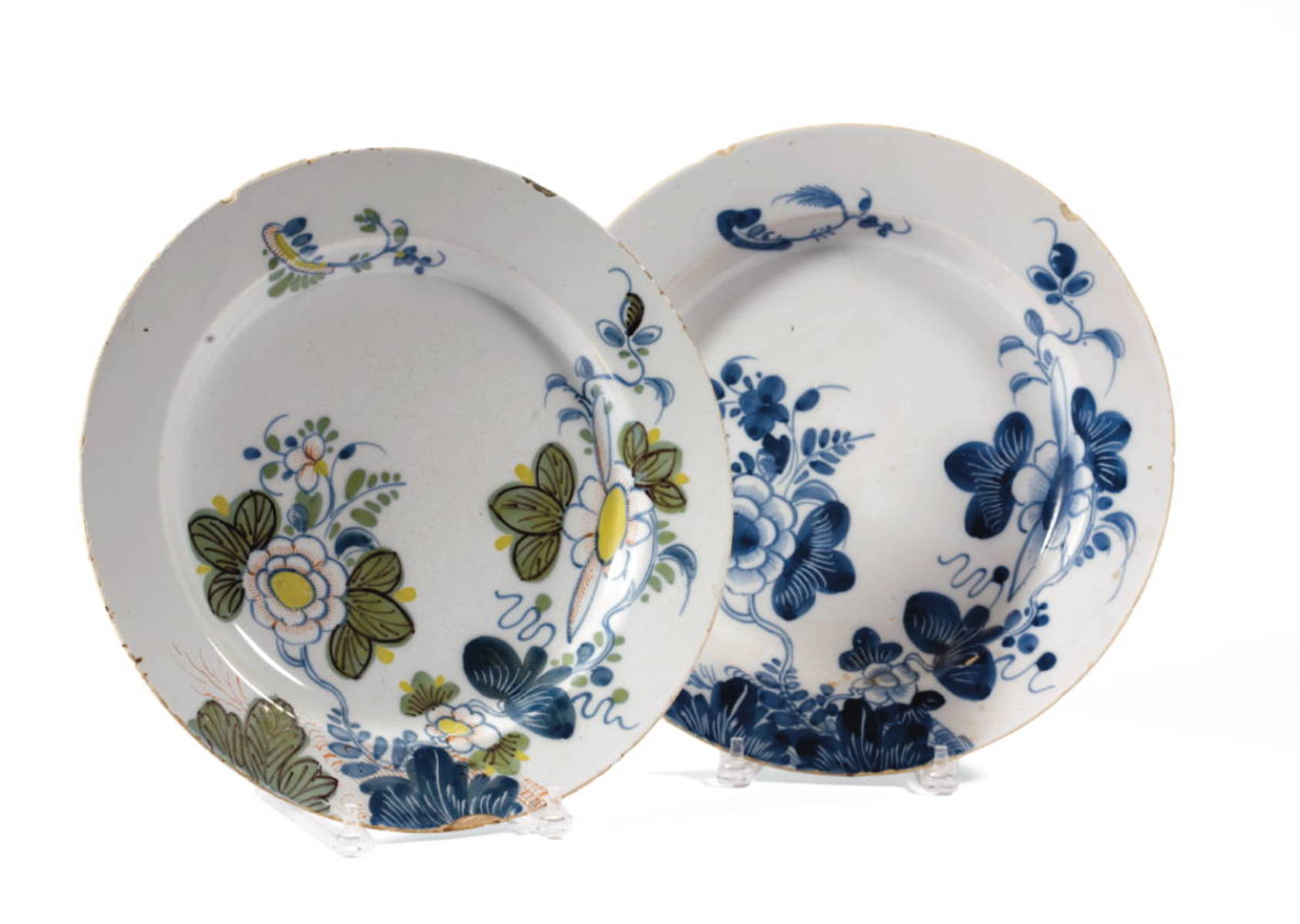 Appraisal: TWO ENGLISH DELFT DISHES LIVERPOOL OR BRISTOL CIRCA Each painted