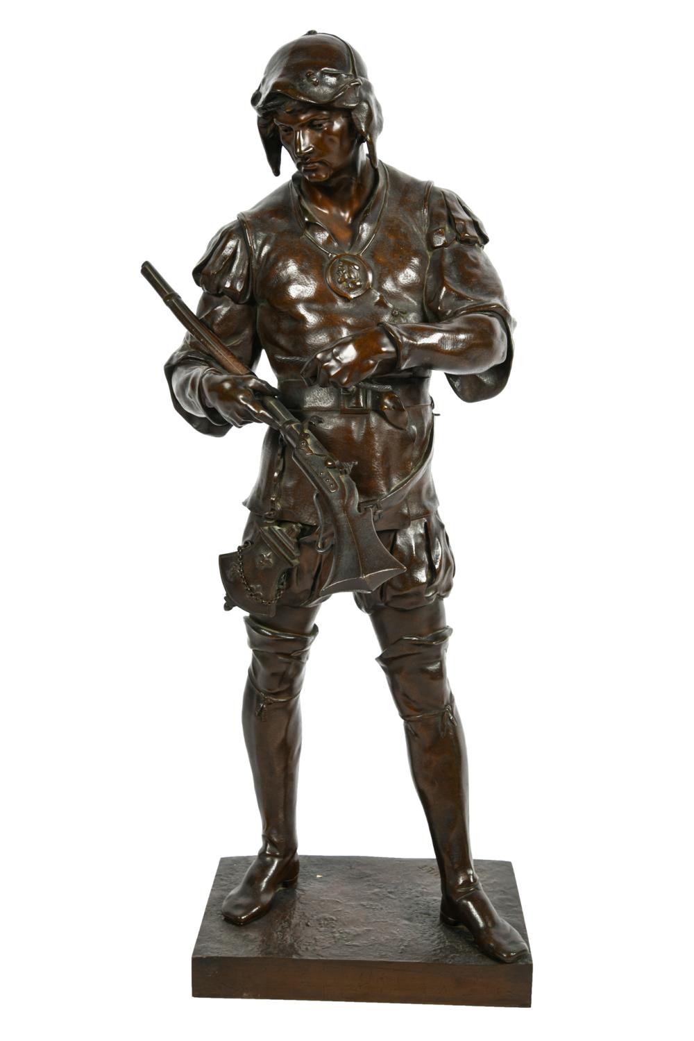 Appraisal: EMILE PICAULT HUNTER WITH RIFLEpatinated bronze signed in casting E