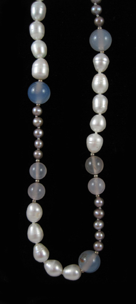 Appraisal: ROPE LENGTH PEARL AND GLASS BEAD NECKLACE measuring inches in