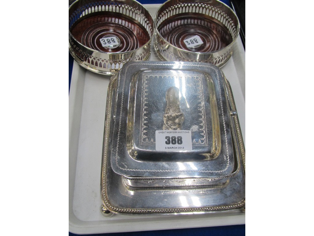 Appraisal: Lot comprising EP butter dish and a pair of wine