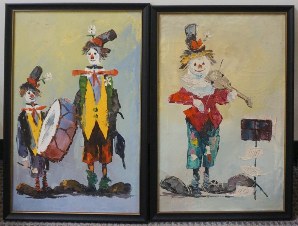 Appraisal: Pablo Matania Brazilian th Century ' Clown Band' Two Oils