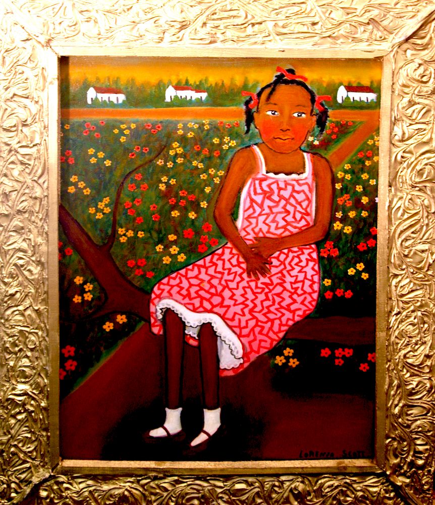 Appraisal: Outsider Art Lorenzo Scott Girl in Red Scott Lorenzo b