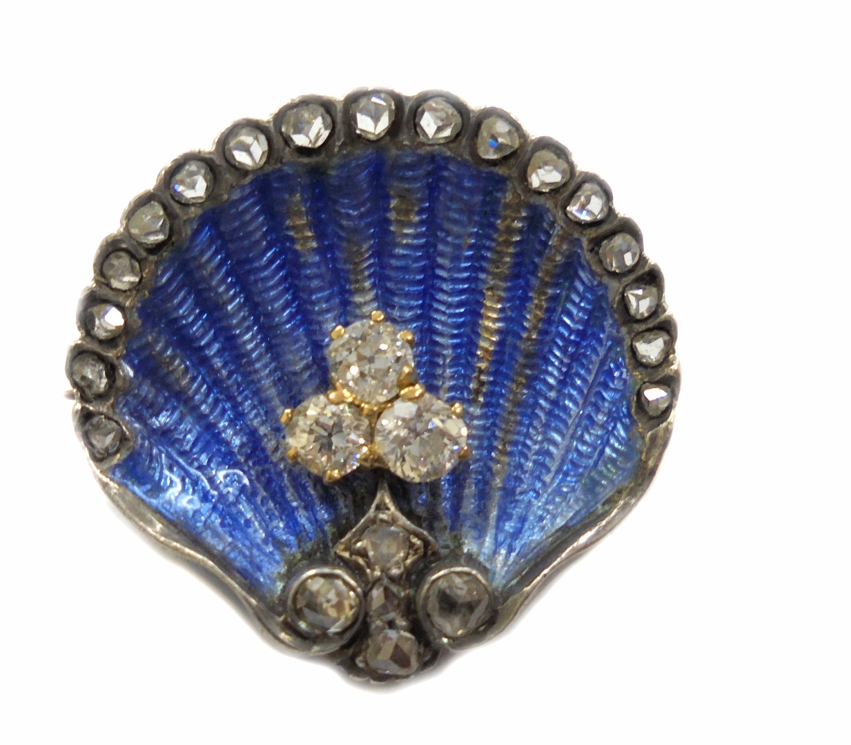 Appraisal: A late Victorian gold pale blue enamel and diamond brooch