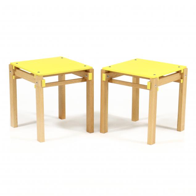 Appraisal: AFTER GERRIT RIETVELD PAIR OF MILITARY STOOLS After the design