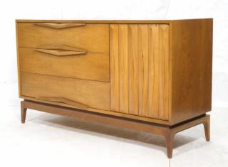 Appraisal: Modernist Walnut Credenza Sideboard Three drawer Modernist Walnut Credenza Sideboard