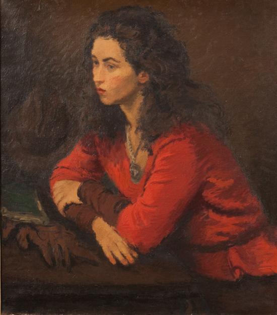 Appraisal: Raphael Soyer American - Girl in Red oil on canvas