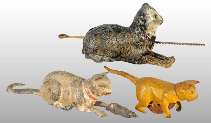 Appraisal: Lot of Tin Hand-Painted Cat Toys Description German and American