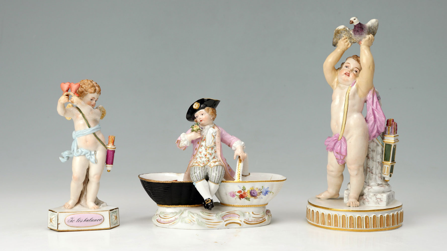 Appraisal: PIECE MEISSEN PORCELAIN FIGURES Comprising - Boy dressed as a