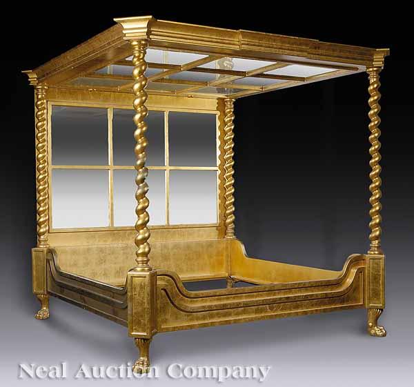 Appraisal: A Contemporary Phyllis Morris King Henry VII Giltwood Tester Bed