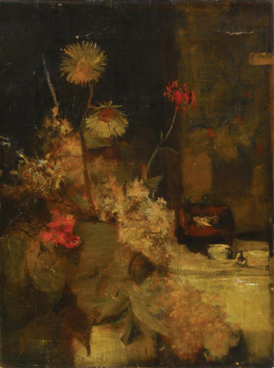 Appraisal: WILLIAM MERRITT CHASE American - FLORAL STILL LIFE oil on