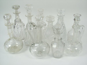 Appraisal: Ten th century and later cut glass decanters and stoppers