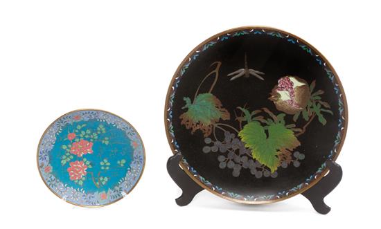 Appraisal: Sale Lot Two Japanese Cloisonne Enamel Chargers the first depicting