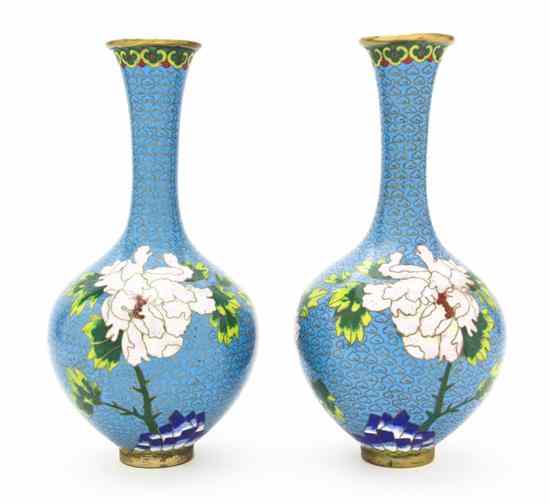 Appraisal: A Pair of Chinese Cloisonne Vases each of baluster form