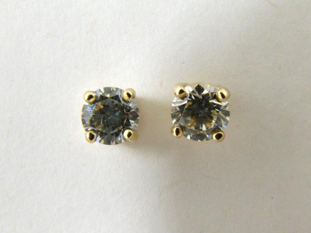 Appraisal: Pair of K Yellow Gold diamond studs earrings ctw SI