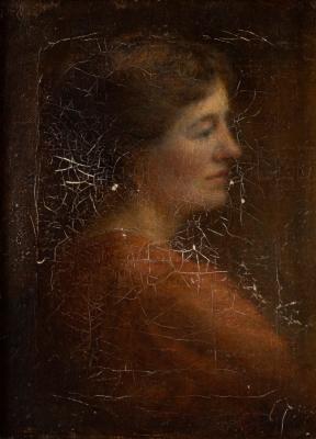 Appraisal: English School circa Portrait of a Lady bust length oil