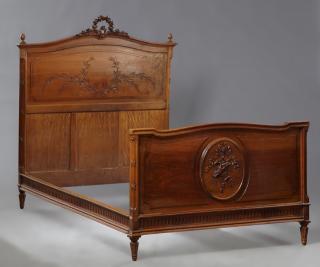 Appraisal: French Louis XVI Style Carved Walnut Bed late t French