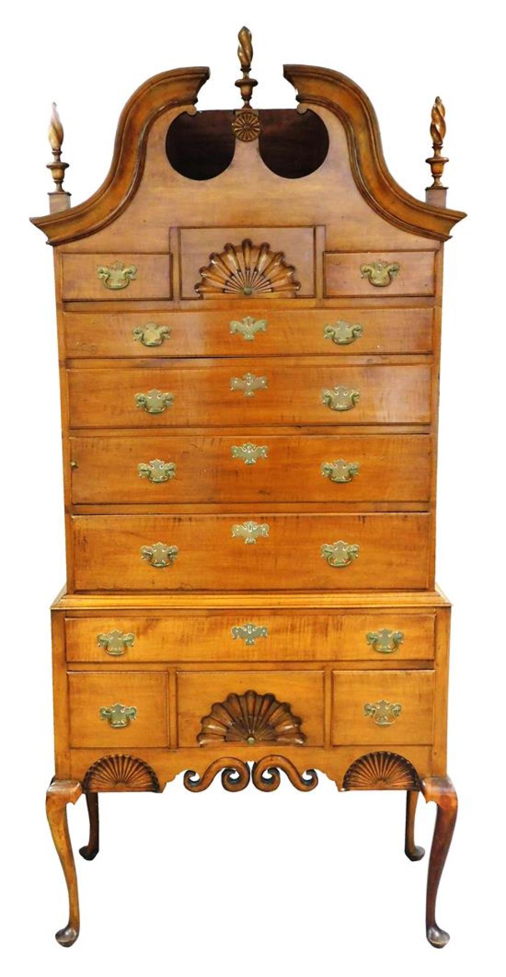 Appraisal: New England bonnet-top high chest th C elements with alterations