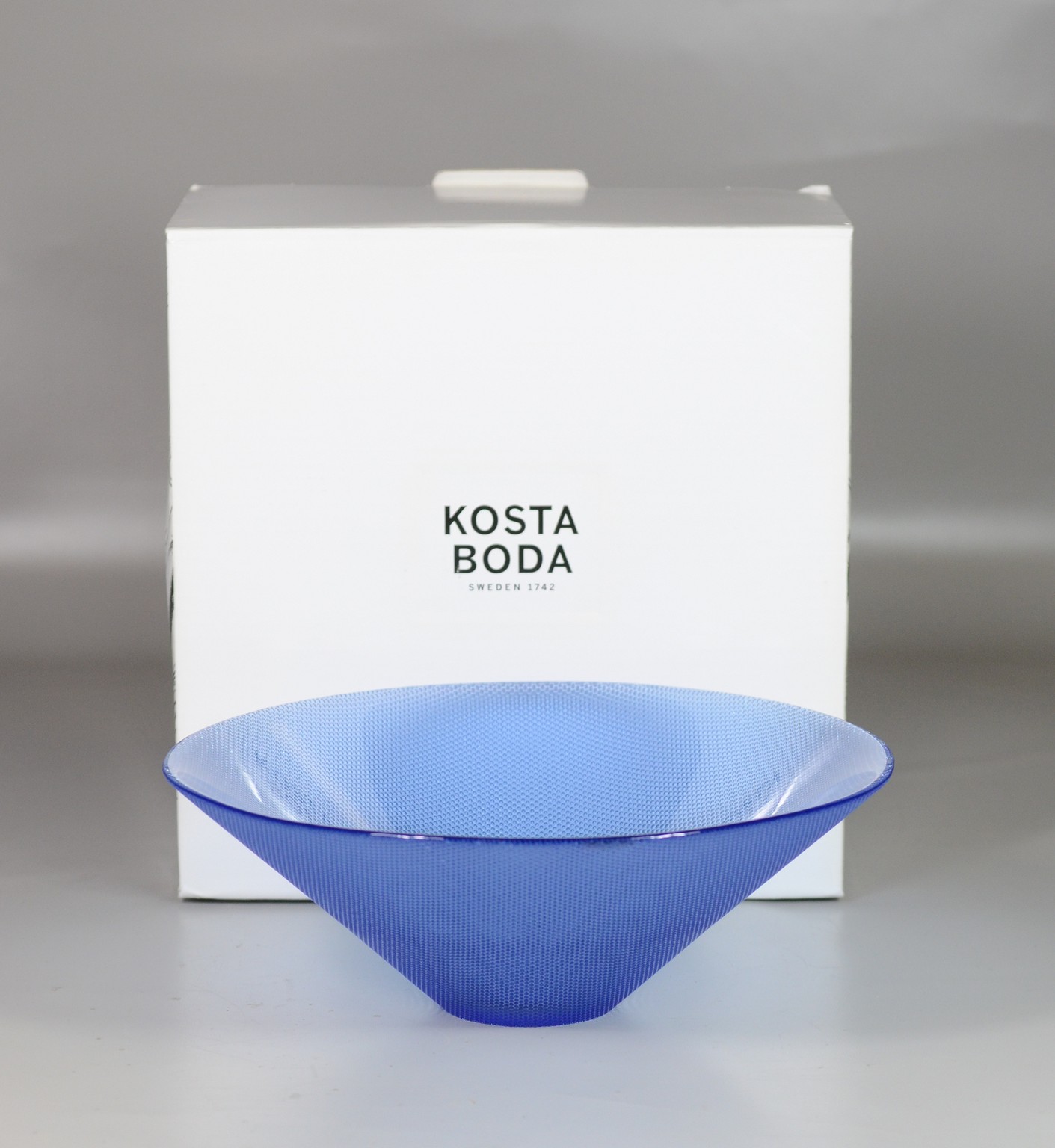 Appraisal: Kosta Boda Textured Blue Glass Bowl new with original box