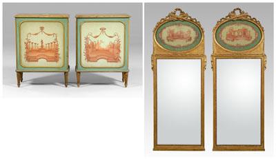 Appraisal: Pair Italian neoclassical style pier cabinets with mirrors each with