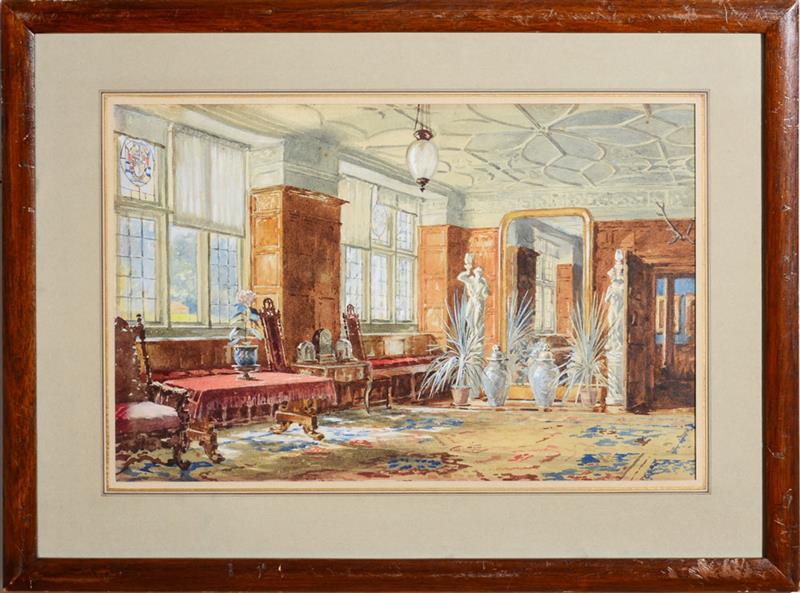 Appraisal: ENGLISH SCHOOL NEO-RENAISSANCE INTERIOR Watercolor with gouache on paper c