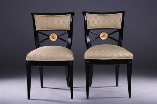 Appraisal: SET OF SIX REGENCY STYLE EBONIZED SIDE CHAIRS th century