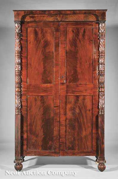 Appraisal: An American Classical Carved Mahogany Armoire c New York molded