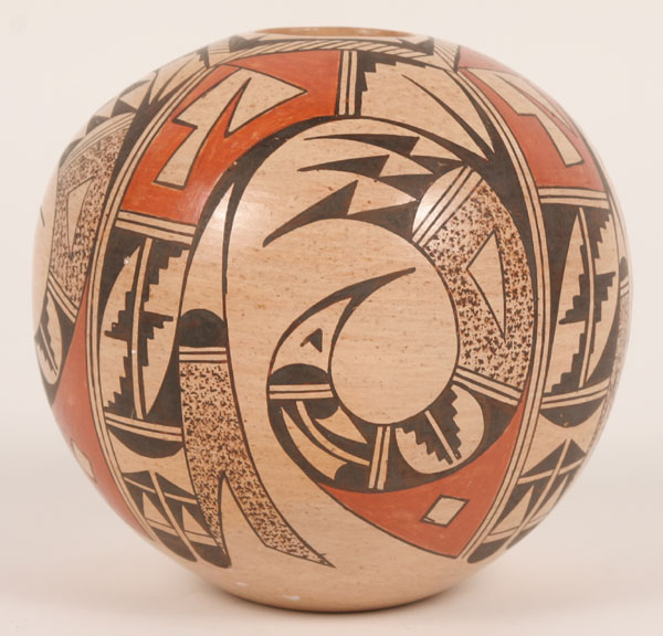 Appraisal: Hopi polychrome pottery vase painted with a stylized bird motif