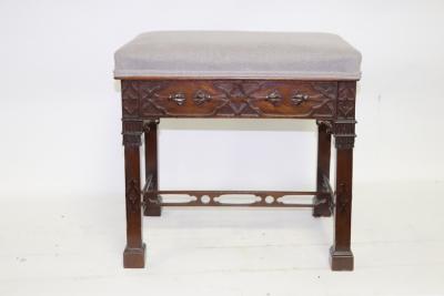 Appraisal: A rectangular mahogany stool of Chinese Chippendale design cm wide