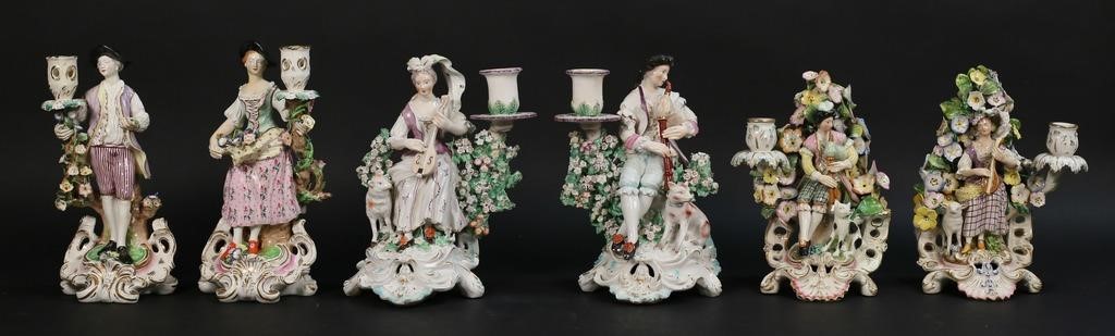 Appraisal: PAIRS DERBY MEISSEN STYLE CANDLESTICKS pairs of Derby and Meissen