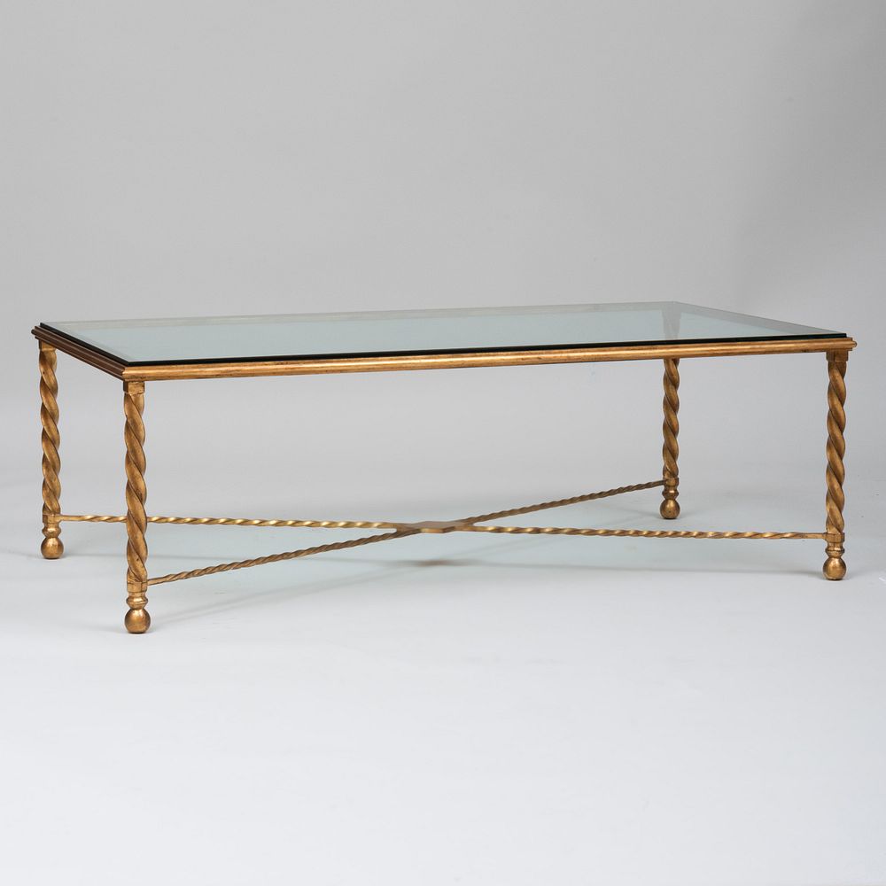 Appraisal: Modern Gilt-Metal and Glass Low Table x ft in x