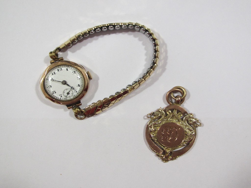 Appraisal: Ladies early th century ct gold cased wrist watch on