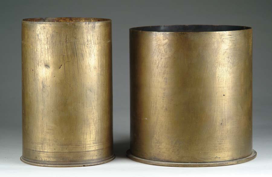 Appraisal: LOT OF ARTILLERY BRASS mm x - cm mortar shell