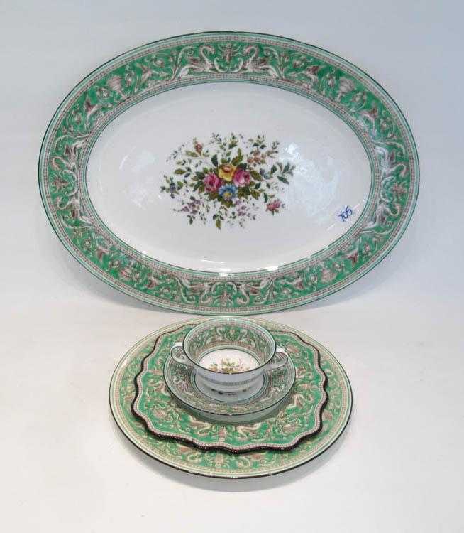 Appraisal: WEDGWOOD FLORENTINE ASSEMBLED CHINA SET forty-eight pieces various Florentine green