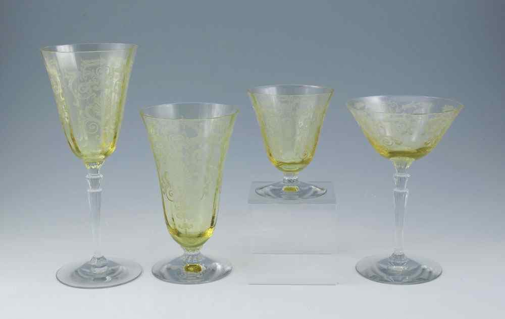 Appraisal: FOSTORIA VERSAILLES STEMWARE Topaz color stems to include oyster cocktail