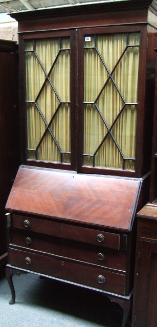 Appraisal: A mid th century mahogany bureau bookcase the pair of