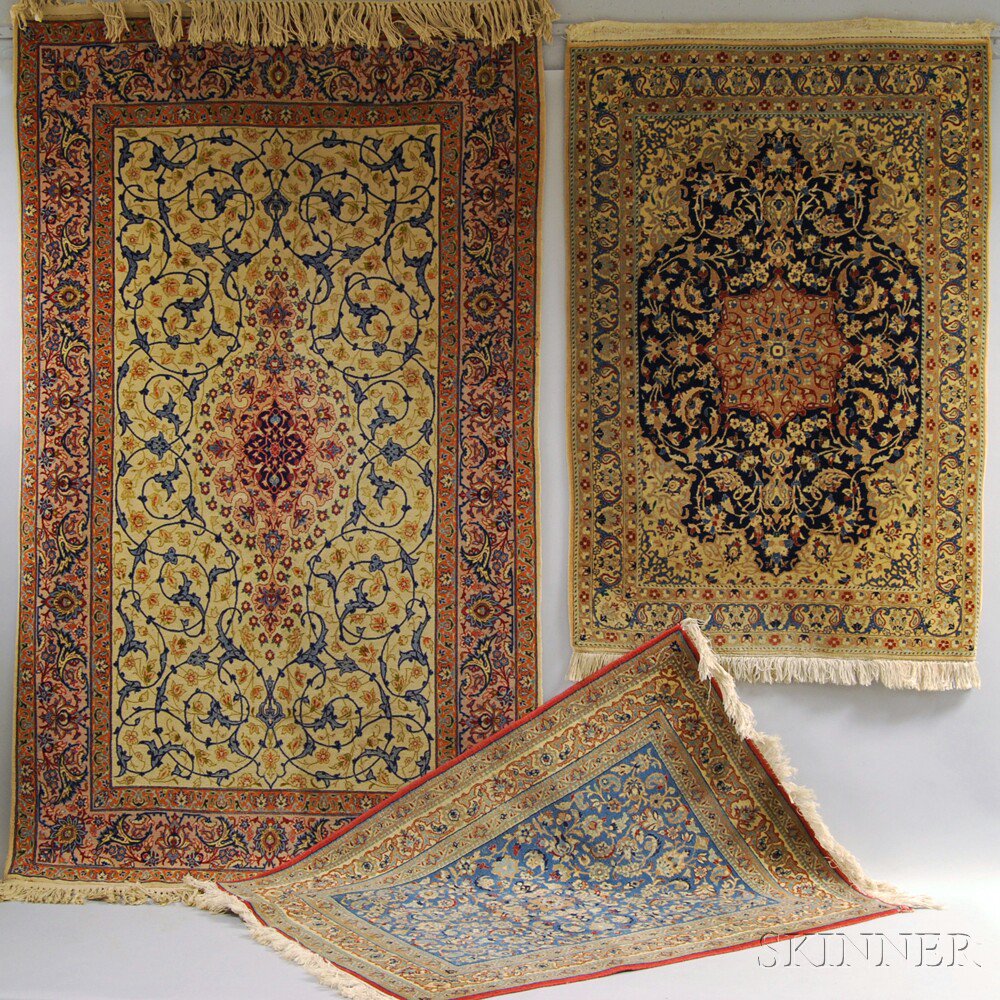 Appraisal: Three Central Persian Rugs th century one fringes added at