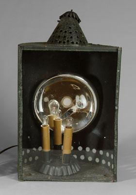 Appraisal: Large punched tin lantern conical punched ventilator at top single