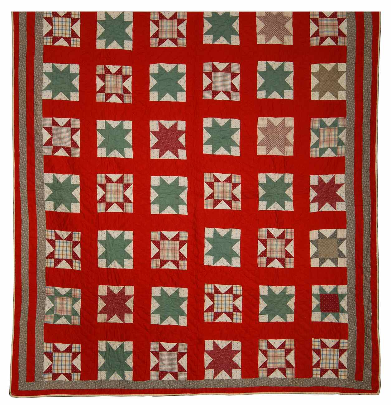 Appraisal: PIECED QUILT Late th Early th CenturyIn red white and