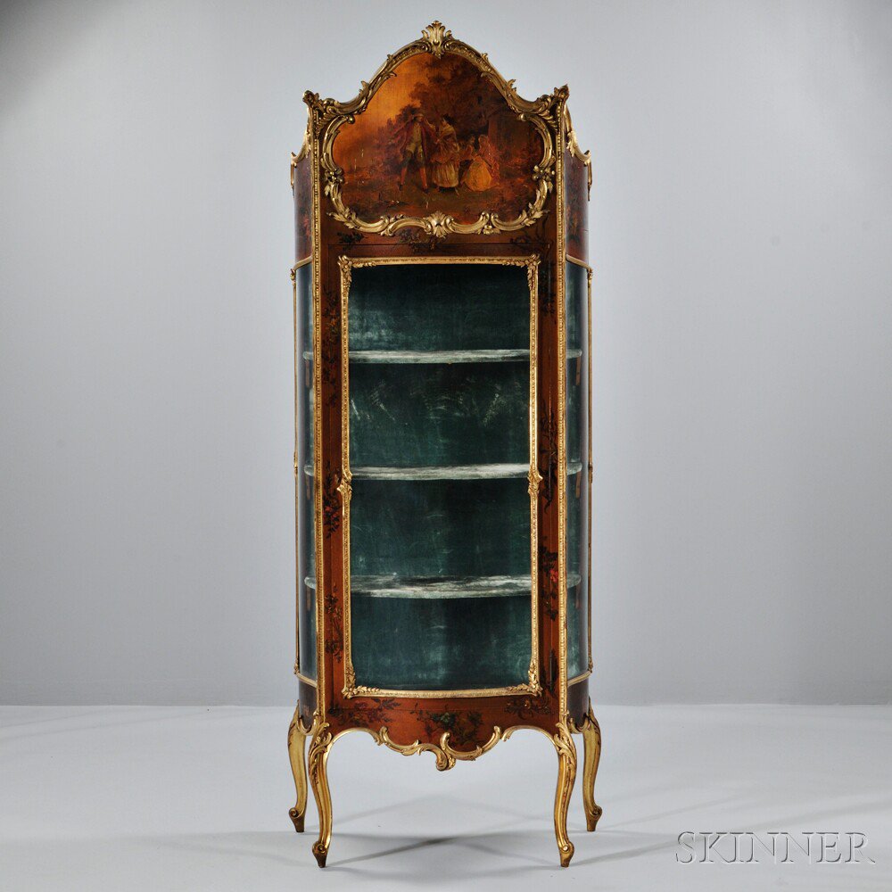 Appraisal: Continental Rococo-style Vernis Martin and Ormolu-mounted Vitrine late th early