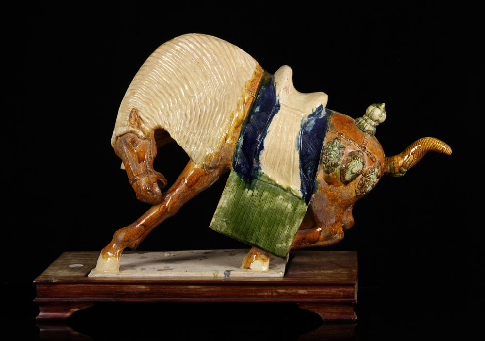 Appraisal: - Tang Dynasty Style Polychrome Ceramic Horse Chinese Tang Dynasty