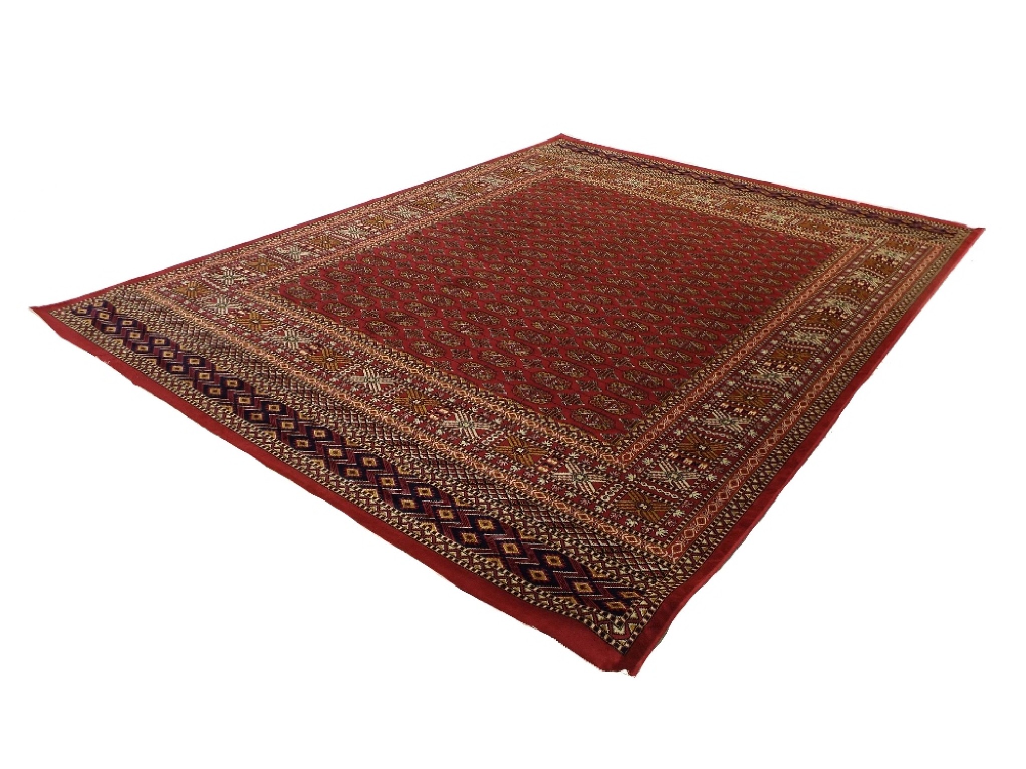 Appraisal: Bokhara carpet with geometric motifs on a red ground x