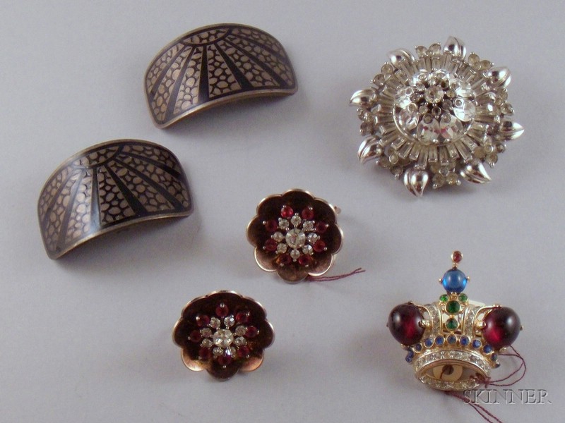 Appraisal: Three Pieces of Sterling Silver Costume Jewelry and a Pair