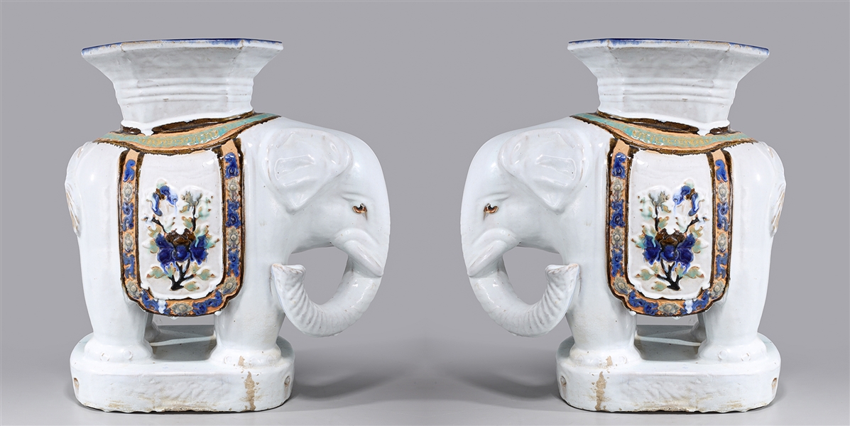 Appraisal: Pair Antique Chinese elephant form garden seats with unusual blue