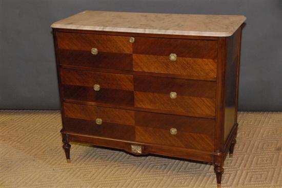 Appraisal: LOUIS XVI-STYLE MARBLE TOP DRAWER COMMODE