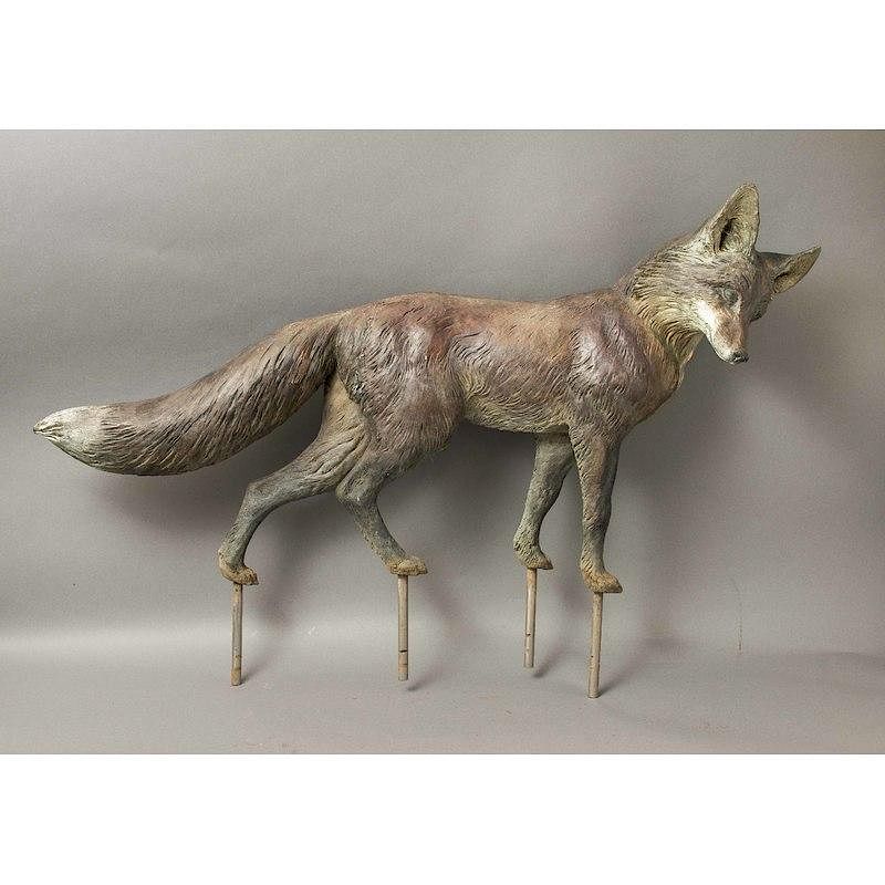 Appraisal: Todd Andrews Bronze Fox Sculpture th century cold painted bronze