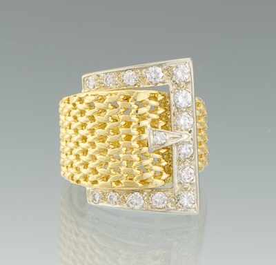 Appraisal: A Ladies' Diamond Buckle Ring k yellow gold buckle design